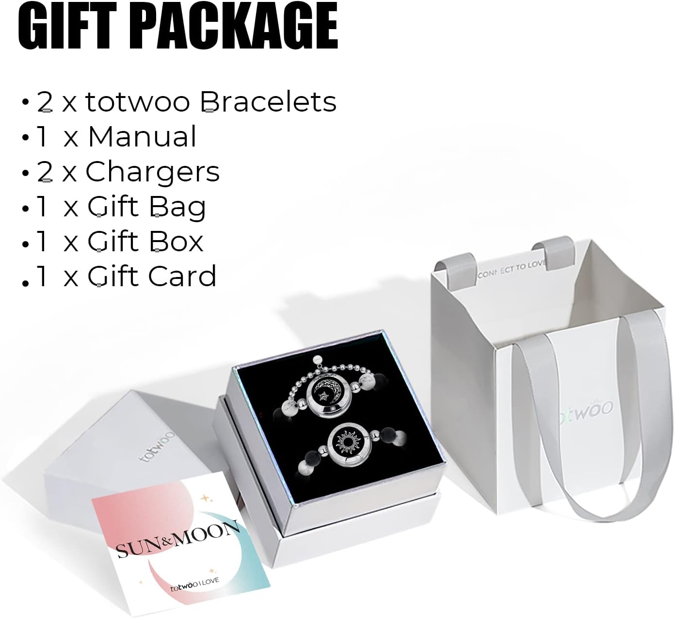 Couple Bracelet Couple Gifts Partner Bracelets with Touch Long Distance Relationship Gift for Long Distances Couple Love Gifts Vibration & Light Up Bluetooth Pairing Jewellery, Sun and Moon