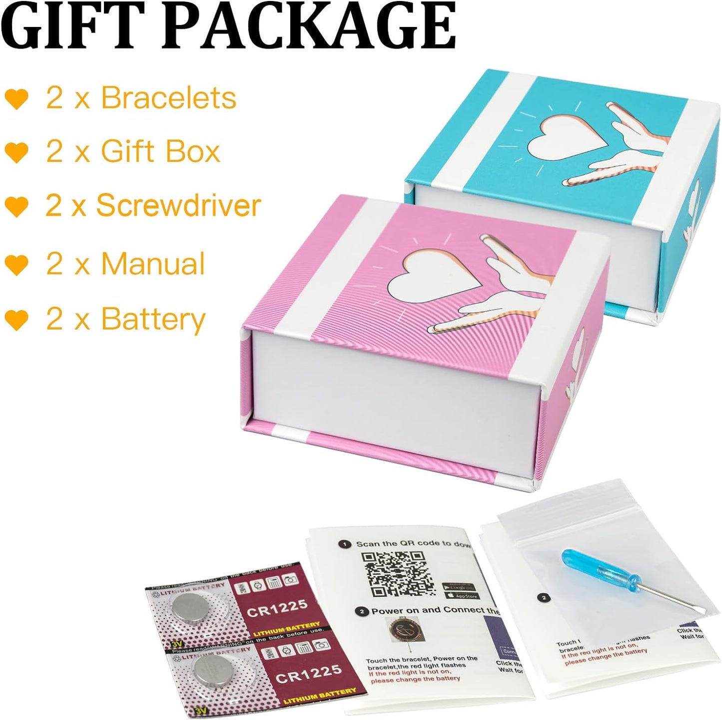 Long Distance Touch Bracelets Jewelry Set, Remote Smart Connection Love Bracelet,Send SOS SMS, Relationship Bracelets Moon Star for Couples Lovers Family Friends Festivals Valentine's Day Gifts Pink