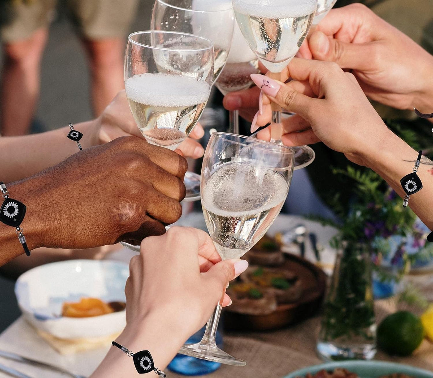 Long Distance Touch Bracelets Jewelry Set of 2, Remote Smart Connection Love Bracelet, Relationship Bracelets for Couples Lovers Family Kids Friends Valentine's Day Gifts(Bluetooth), Cubic Zirconia