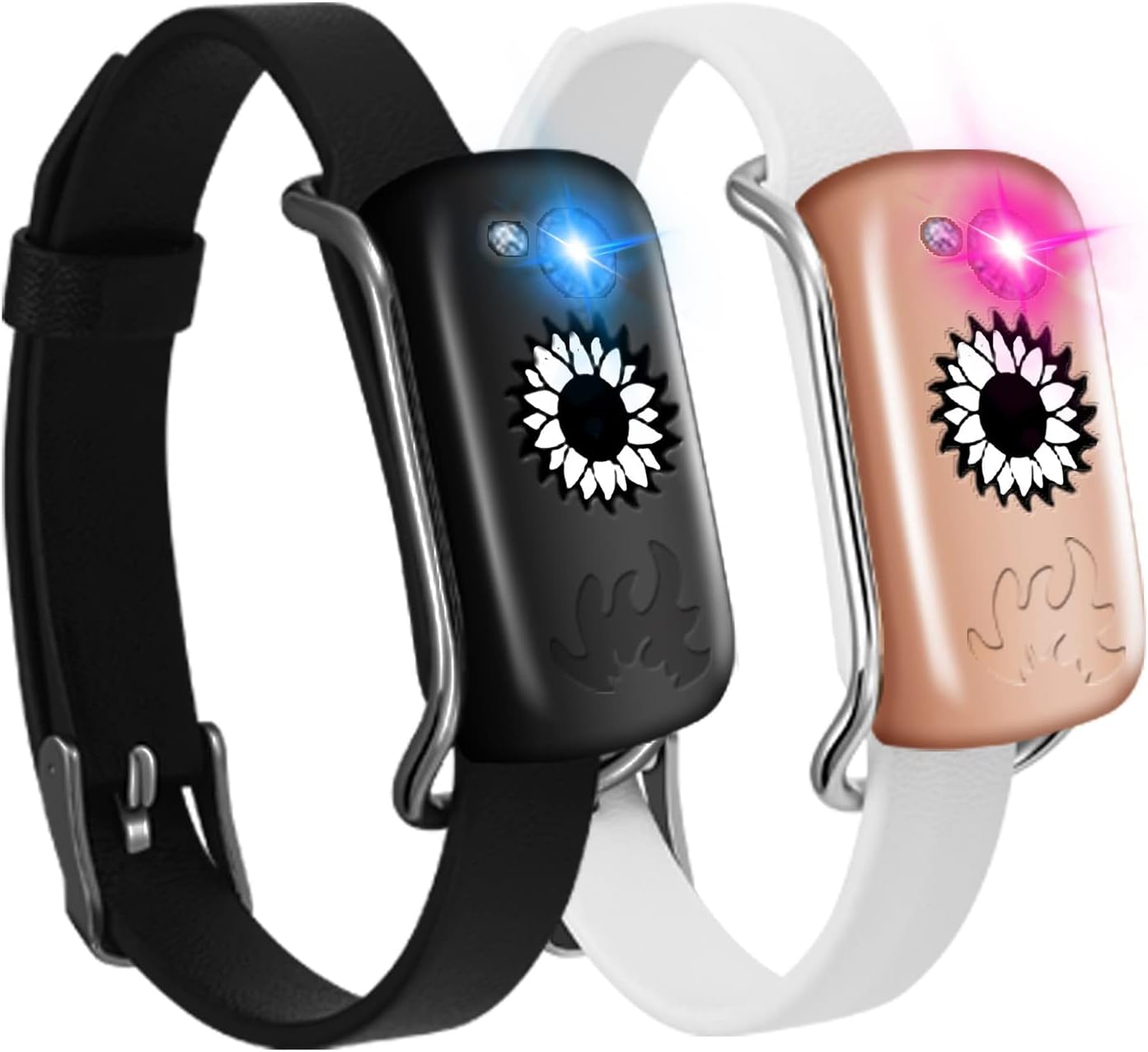 Long Distance Touch Bracelets, Send SOS SMS, Remote Smart Connection Vibration & Light Up Bracelet for Relationship Couples Girlfriend Boyfriend Family Passing on Love & Miss Gifts Jewelry Black Gold