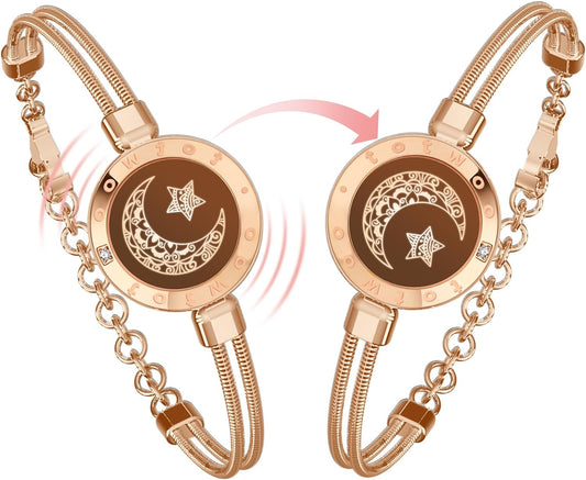 Couple Bracelet Couple Gifts Partner Bracelets with Touch Long Distance Relationship Gift for Long Distances Couple Love Gifts Vibration & Light Up Bluetooth Pairing Jewellery,