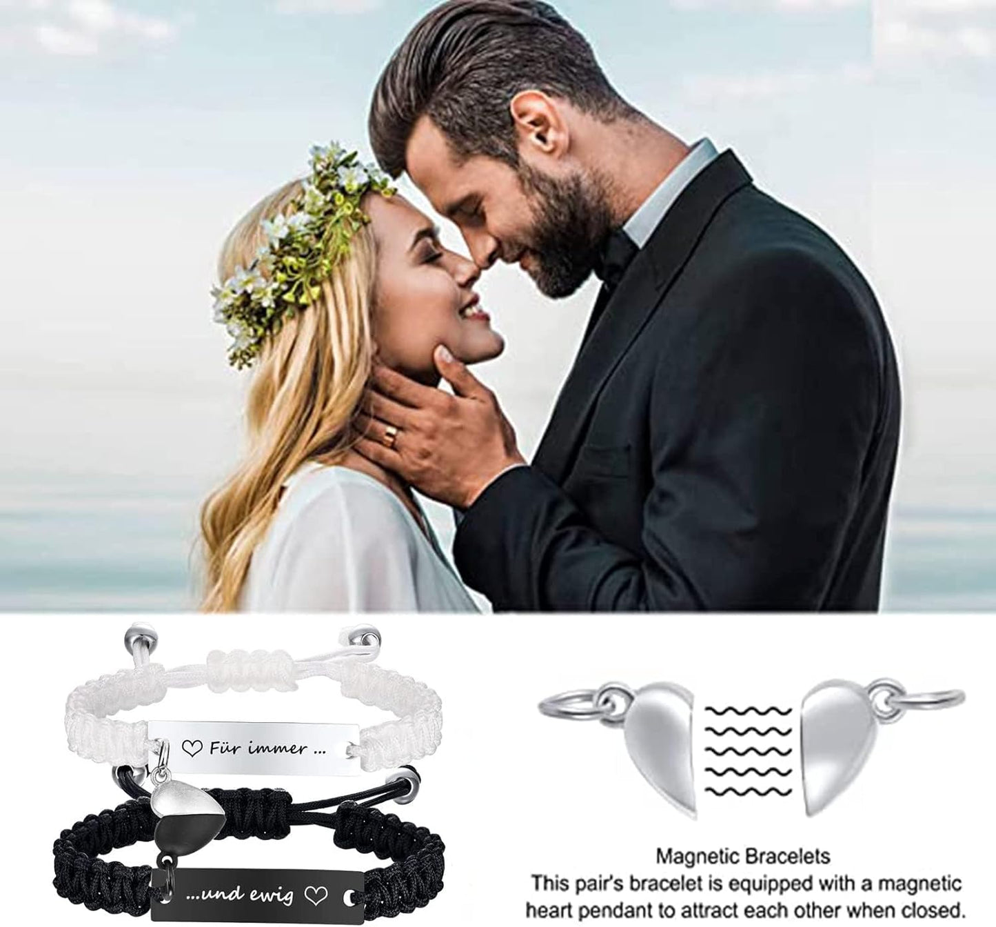 Matching Couples Bracelets for Women Men Long Distance Bracelets for Couples His Hers Bracelets Relationship Bracelets Anniversary Christmas Birthday Gifts