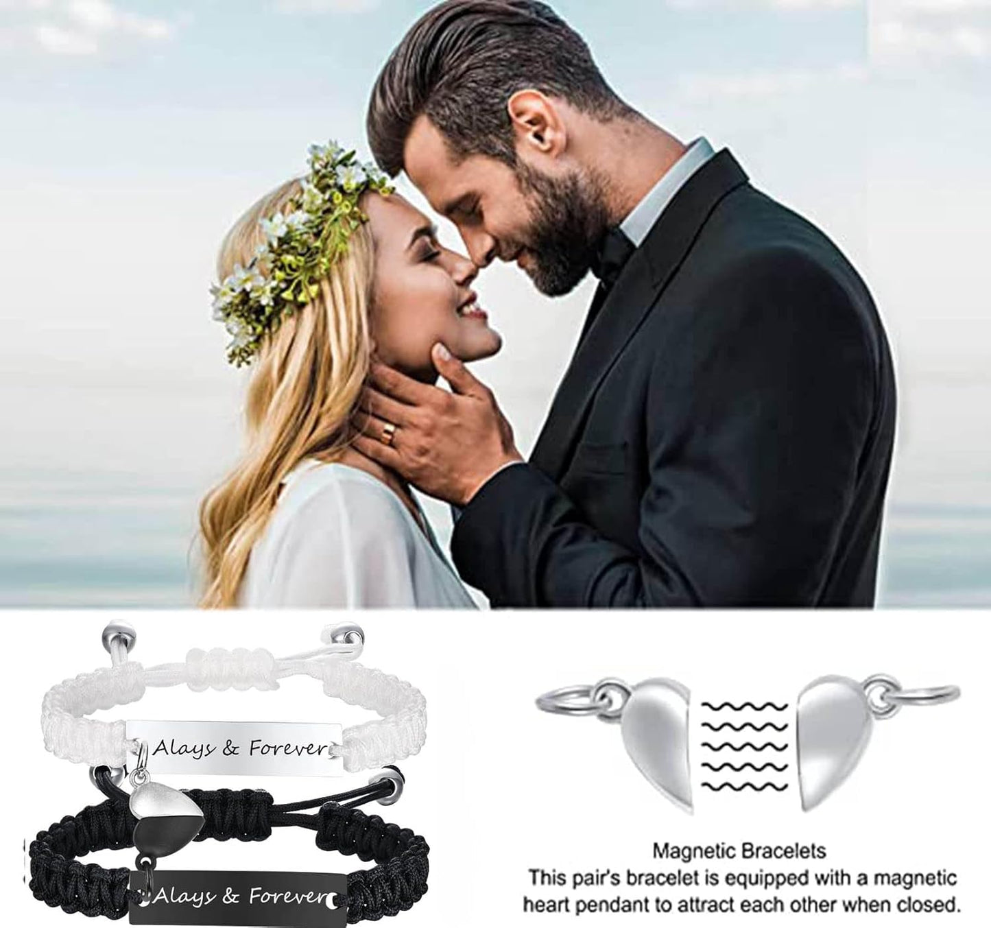 Matching Couples Bracelets for Women Men Long Distance Bracelets for Couples His Hers Bracelets Relationship Bracelets Anniversary Christmas Birthday Gifts