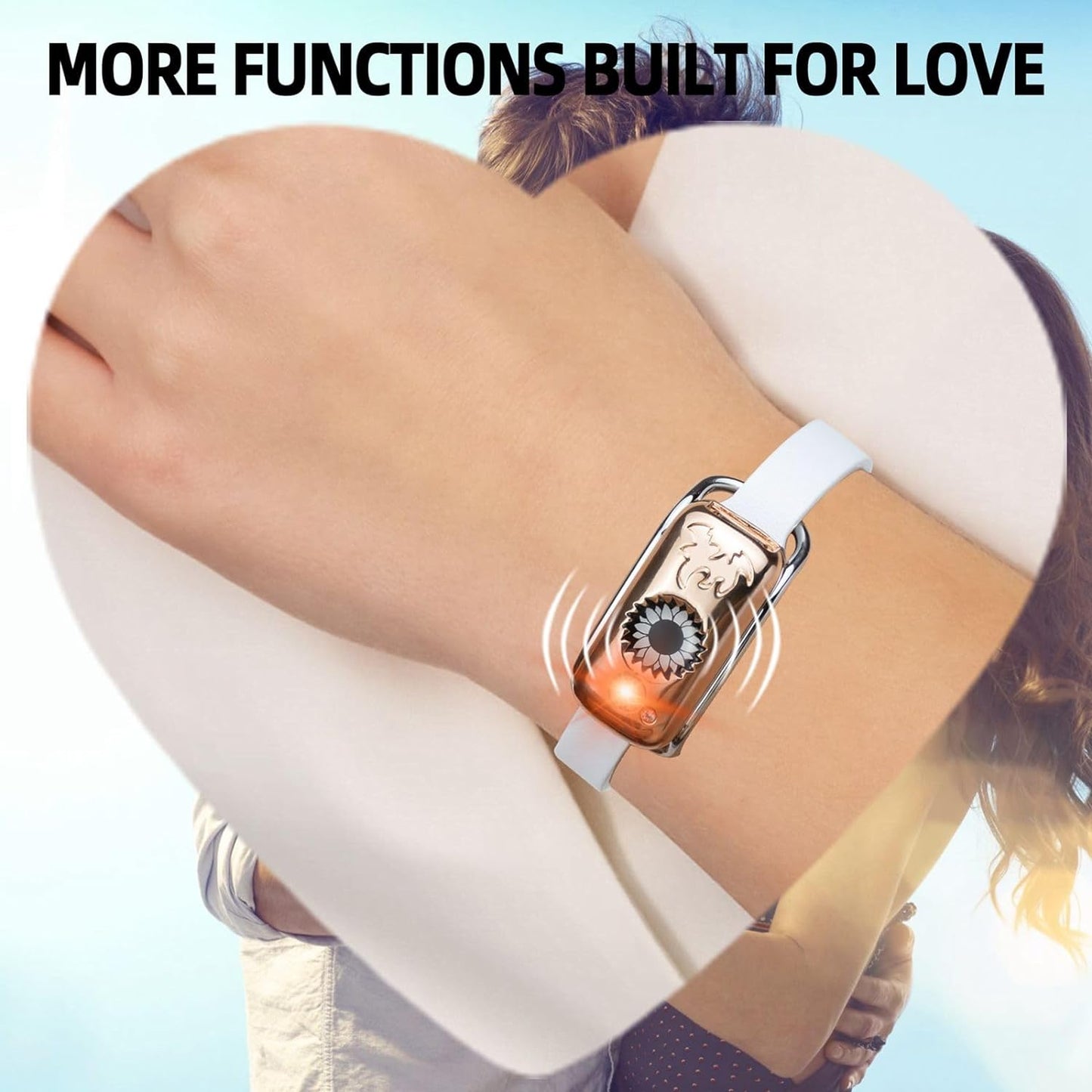 Long Distance Touch Bracelets, Send SOS SMS, Remote Smart Connection Vibration & Light Up Bracelet for Relationship Couples Girlfriend Boyfriend Family Passing on Love & Miss Gifts Jewelry Black Gold