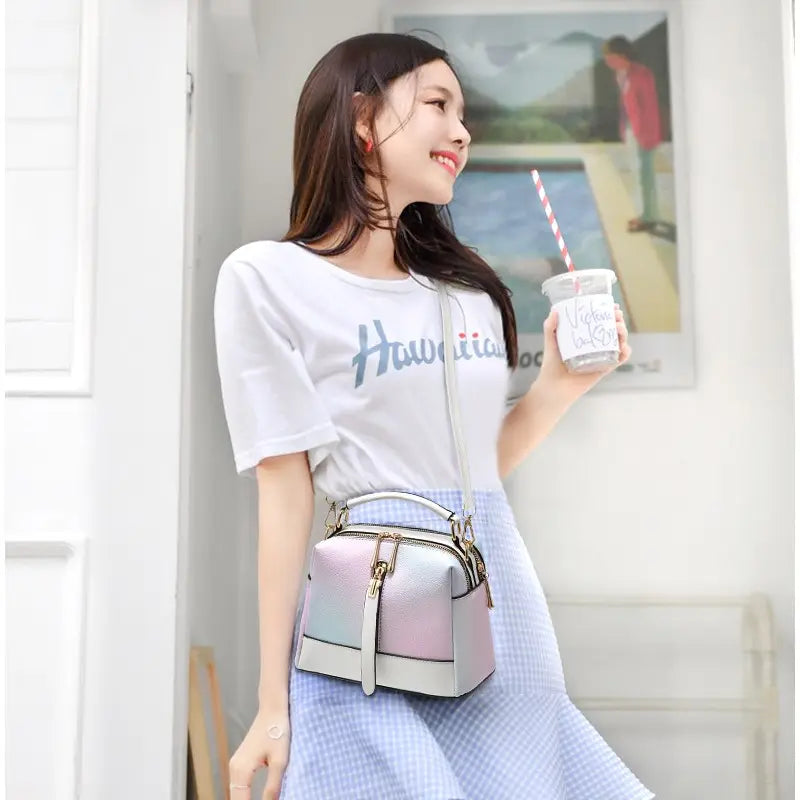 Trendy Gradient Handbag Women's Bag Unique New Double Sided Zipper Handbag